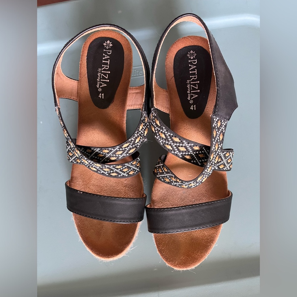 Patrazia black studded wedges. Size 41/9.5
